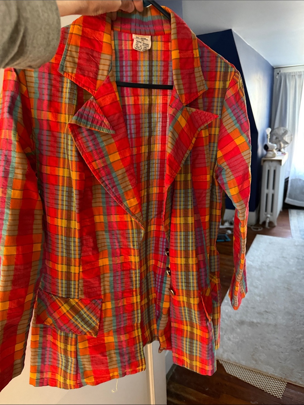 Colorful Plaid Women’s Blazer - Red Multi